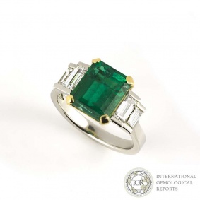 Columbian Emerald and Diamond Ring in Platinum 3.60ct
